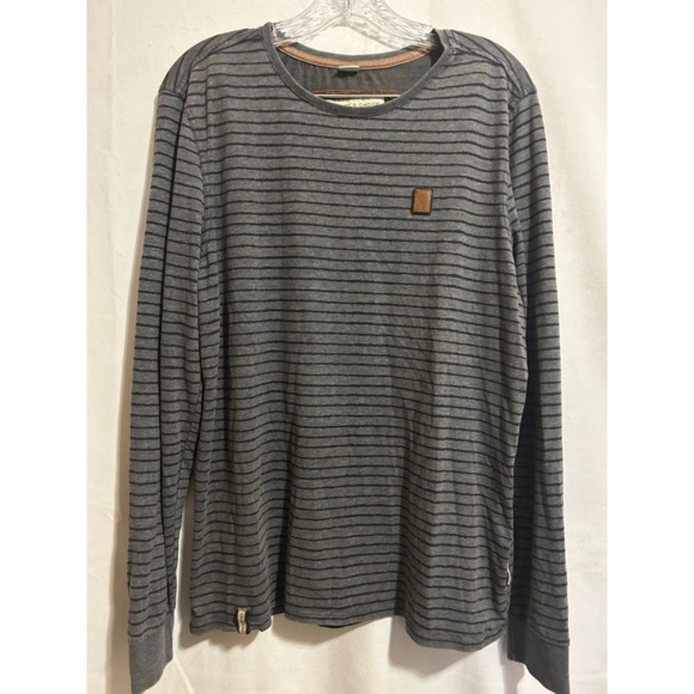 Naketano Brave‎ New World The Poets Choice Long Sleeve Shirt Grey Striped Size L